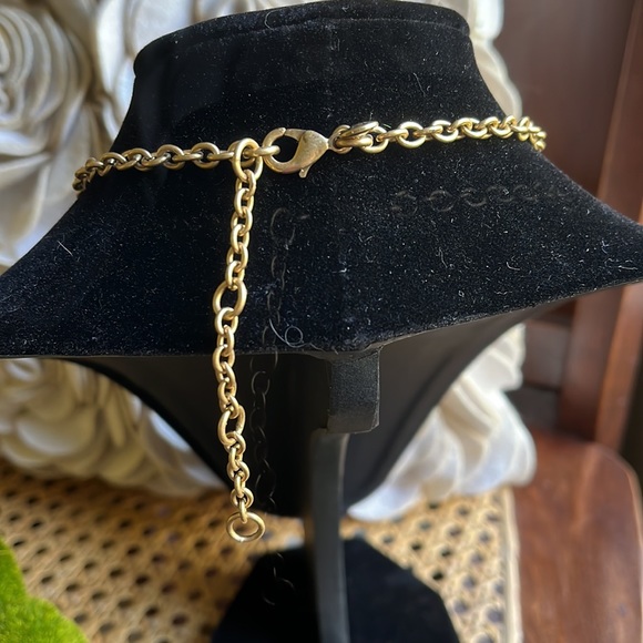 J Crew Factory gold toned necklace with dangling crystals. - Picture 3 of 5